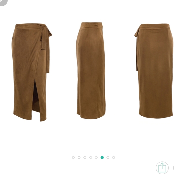 NEW...High Waist Midi Suede Wrap Skirt - Picture 7 of 8